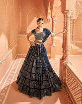 Bollywood Royal Blue embroidered lehenga with Shimmer Silver Embroidery | Bollywood Lehenga | Brides maid Lehenga.